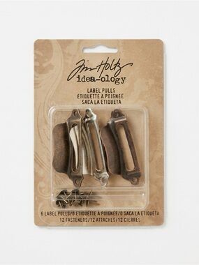 Retired Tim Holtz Idea-ology Label Pulls & Fasteners - Antique Metal